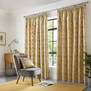 Image of Skandi Lined Pencil Pleat/Taped Top Curtains (Ochre, 66 x 72 (168 x 183cm)) - Ochre - Alan Symonds