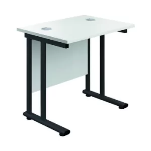 image of Jemini Rectangular Double Upright Cantilever Desk 800x600x730mm White/Black KF820369