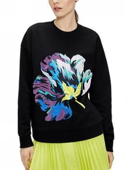 image of Ted Baker Shiylo Flower Sweater - Black, Size 2=10, Women