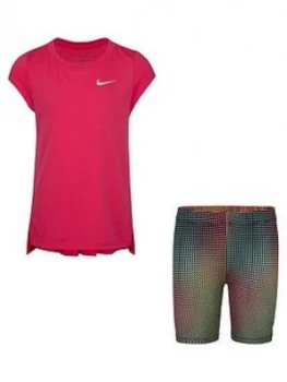 Image of Nike Younger Girls 2 Piece Tunic Top and Biker Shorts Set - Black, Size 12 Months