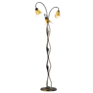 image of Alga Multi Arm Floor Lamp, Glass Shades, 3x E14