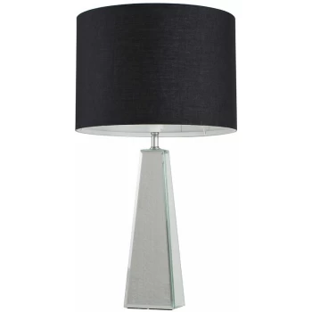Image of Chrome & Mirrored Table Lamp + Black Shade