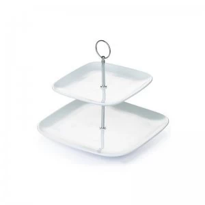 image of Square Two-Tier Cake Stand