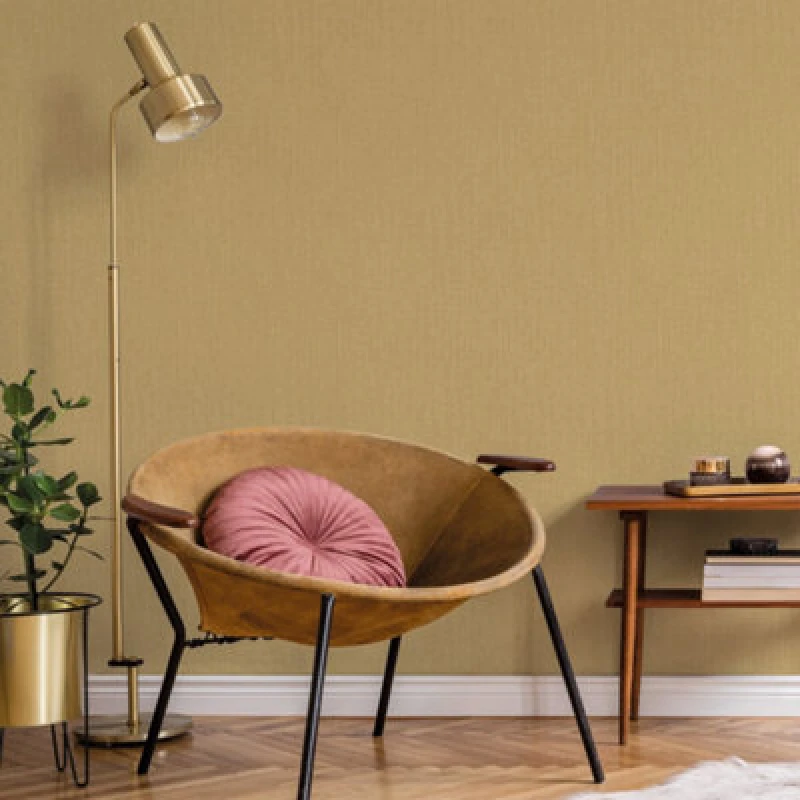 Image of Galerie Luxe Mustard Texture Effect Plain Smooth Wallpaper