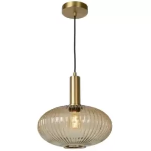 image of Lucide MALOTO - Pendant Light - Ø30cm - 1xE27 - Amber