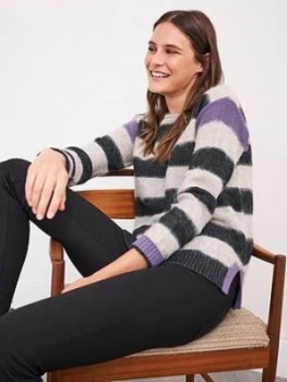 image of White Stuff Fluid Stripe Jumper - Grey