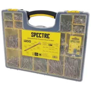 image of Forgefix - Spectre Advanced Countersunk Wood Screws (Zinc Yellow Passivated) - Assorted Organiser Box (1200 Piece)