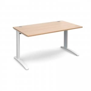 image of TR10 Straight Desk 1400mm x 800mm - White Frame Beech Top