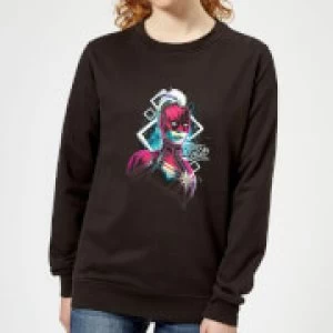 Image of Captain Marvel Neon Warrior Womens Sweatshirt - Black