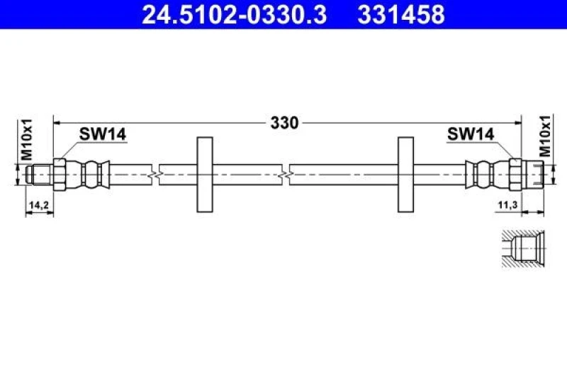 Image of ATE 24.5102-0330.3 Brake Hose Brake Hose (83)