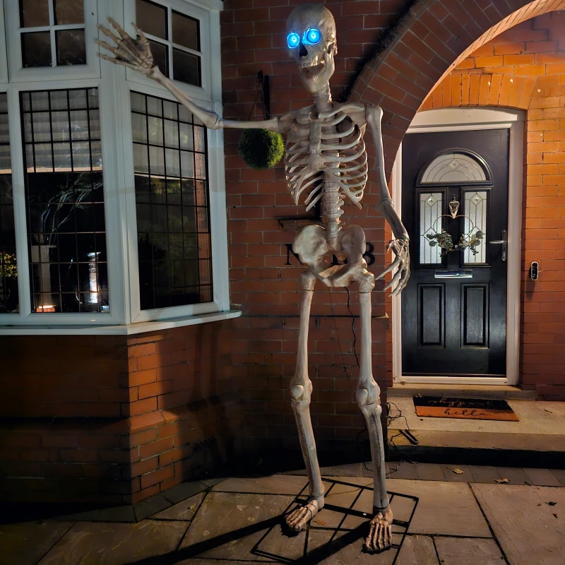 Image of GIANT 8ft (240cm) Standing Indoor Outdoor Animatronic Halloween Skeleton Decoration