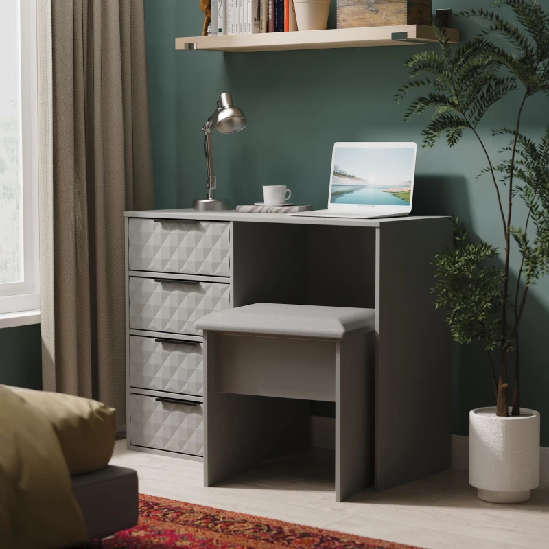 Image of Harlequin 4 Drawer Vanity in Dusk Grey - Ready Assembled - Lewis's Home TJ Hughes 5056812209778
