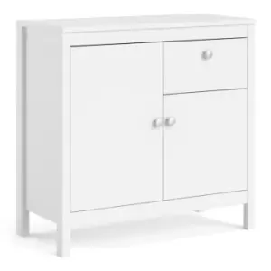 image of Madrid Sideboard 2 Doors + 1 Drawer In White