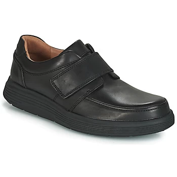 Image of Clarks Un Abode Strap Shoes - Black Leather, Size 8, Men