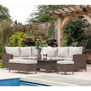 Image of Gallery Outdoor Mileva Rectangle Dining Set Rising Table Natural