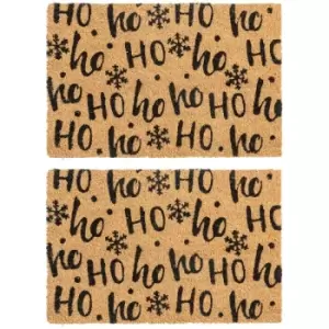 Image of Nicola Spring - Christmas Coir Door Mats - 60 x 40cm - Ho Ho Ho - Pack of 2
