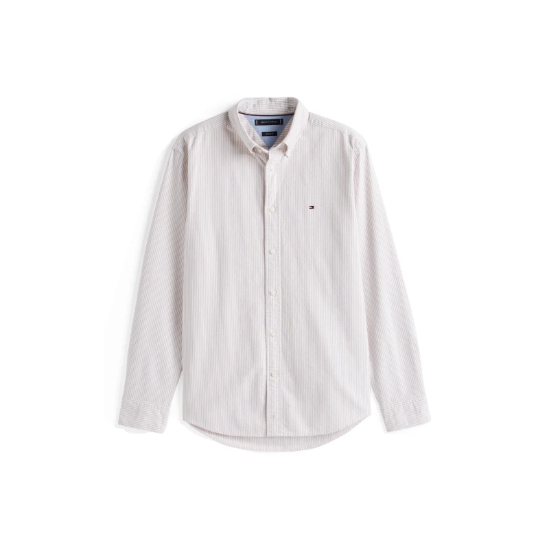 Image of Tommy Hilfiger CORE 1985 FLEX OXFORD STRIPE SHIRT Safari 0BJ male M