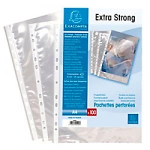 image of Exacompta Punched Pockets Extra Strong A4 Clear 90 Micron Pack of 100