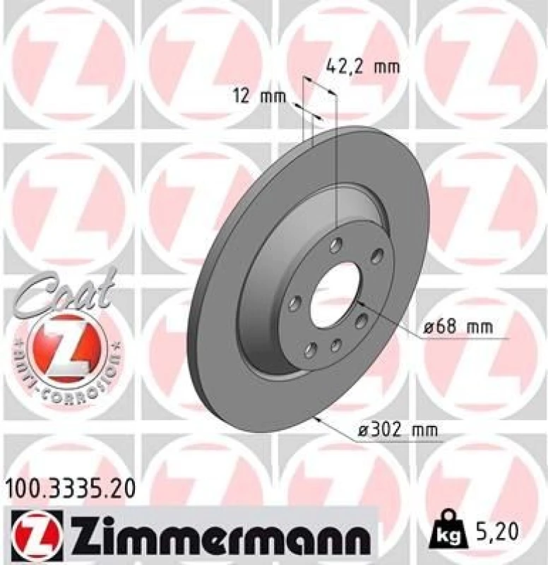 Image of ZIMMERMANN Brake disc ZIMMERMANN 100.3335.20