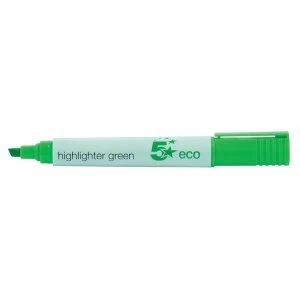 image of 5 Star Eco Highlighter 1 5mm Line Green Pack 10