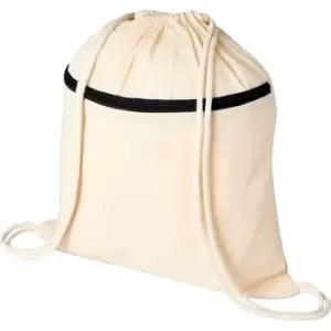 Image of Bullet Adults Unisex Oregon Zippered Drawstring Backpack (One Size) (Natural/Solid Black)