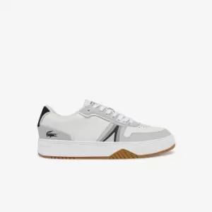 image of Lacoste Mens L001 Leather Colour-Pop Trainers Size 12 UK White & Black