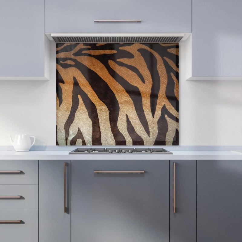 Image of Warren Reed - Designer Tiger Skin Print Kitchen Splashback in Brown Size: 700mm x 650mm Brown Unisex 700mm x 650mm