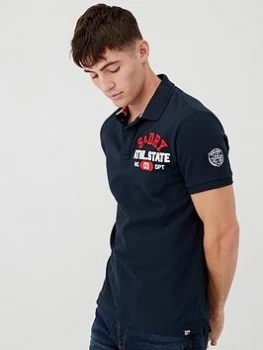 Image of Superdry Superstate Short Sleeved Polo Shirt - Navy, Size XL, Men