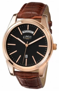 image of Limit Mens Brown Strap Black Dial 5484.01 Watch