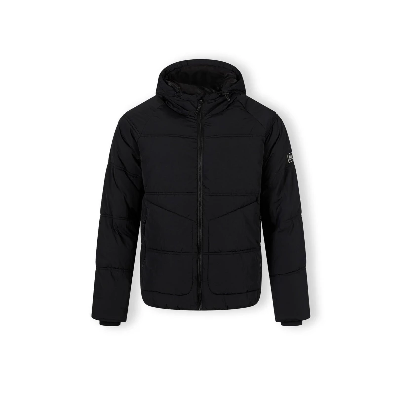 Image of Minoti Boys quilted jacket with hood and zip pockets Black male X Small
