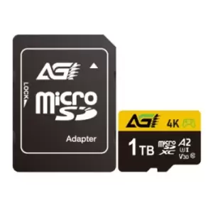Image of AGI 1TB TF138 MicroSDXC Card with SD Adapter UHS-I Cass 10 / V30...