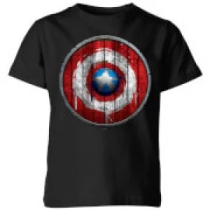 image of Marvel Captain America Wooden Shield Kids T-Shirt - Black - 11-12 Years