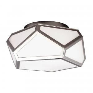 Image of 2 Light Diamond Flush Mount Ceiling Light Polished Nickel, E27