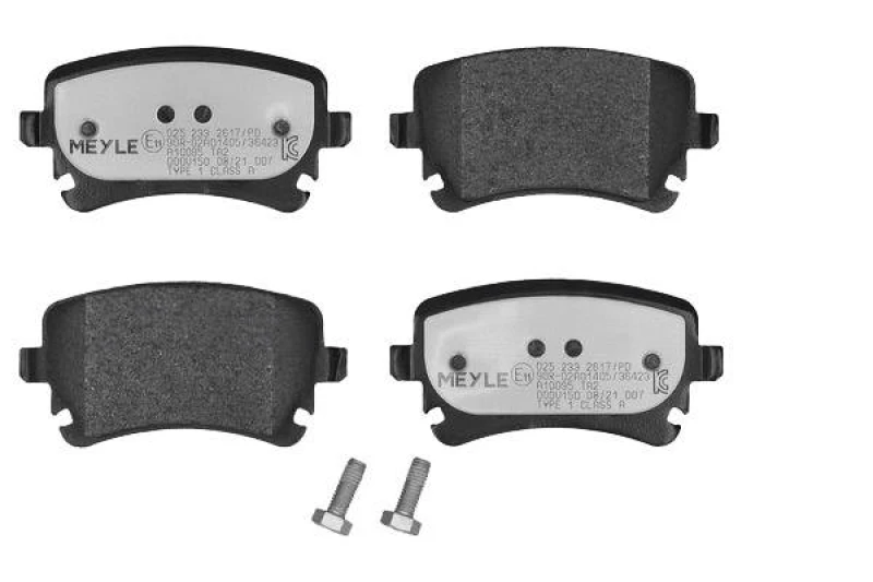 Image of MEYLE 025 233 2617/PD Brake pad set Rear Axle, prepared for wear warning indicator, MEYLE-PD Quality, with anti-squeak plate Brake Pad Set,disc brake