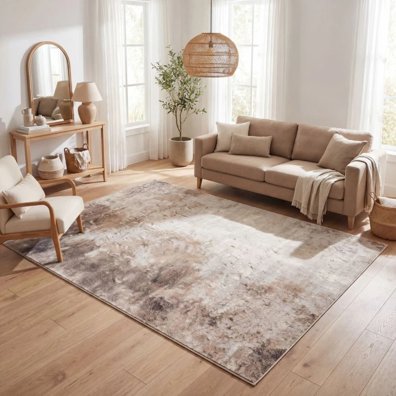 Image of THE RUGS Montana Abstract Brown & Beige Living Room Area Rug 3728 Size: 200cm x 290cm Brown Unisex 200cm x 290 cm