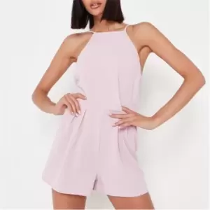 image of Missguided Cami Racer Neck Pleated Playsuit - Purple