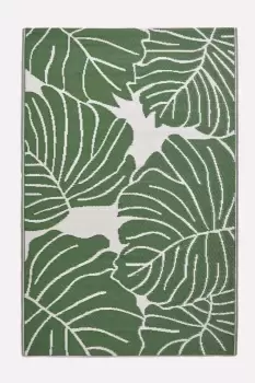 image of Ada Botanical White & Green Outdoor Rug