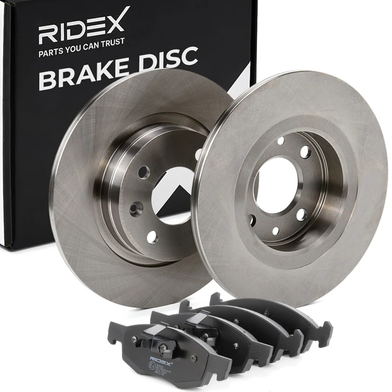 Image of RIDEX 3405B1621 Brake disc and pads set Front Axle, Brake Disc Type: Solid Brake Set,disc brakes (3405)