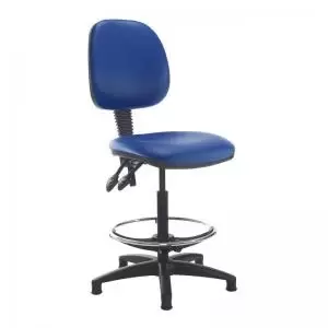 image of Jota draughtsmans chair with no arms - Ocean Blue vinyl