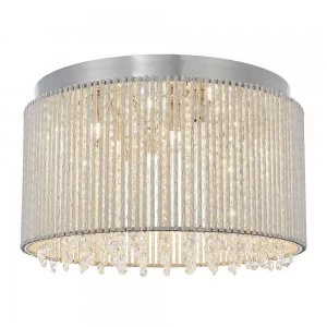 Image of 10 Light Flush Light Chrome Plate & Clear Crystal, G9
