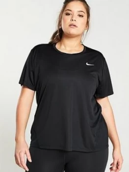 image of Nike Running SS Miler Top (Curve) - Black, Size 18-20=1X, Women