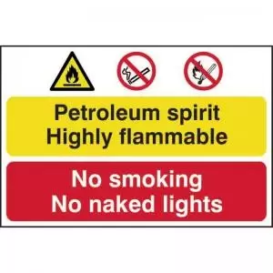 Image of Petroleum Spirit No Smoking Or Naked Lights&rsquo; Sign;