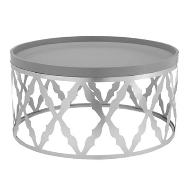 Image of LIVIVO DAMASKI Coffee Table Wood Top Metal Frame Metallic Silver