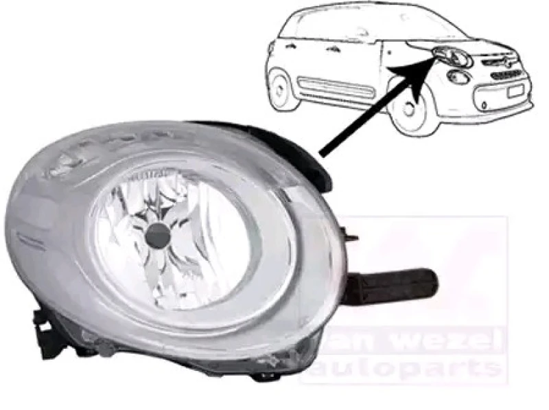 Image of VAN WEZEL 1609964 Headlights H7, Right, with motor for headlamp levelling Headlight (259)