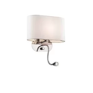Image of Sheraton 1 Light Indoor Wall Light Chrome White, E14