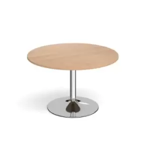 Image of Genoa circular dining table with chrome trumpet base 1200mm - beech