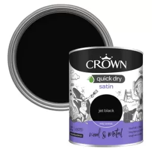 image of Crown Quick Dry Satin Paint Jet Black - 750ml