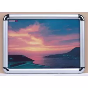 Image of Slingsby Chrome Round Corner Wall Mounted Aluminium Snap Frame - A2