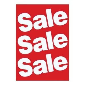 Image of Sales Poster with Sale Text A1 White on Red SALE1