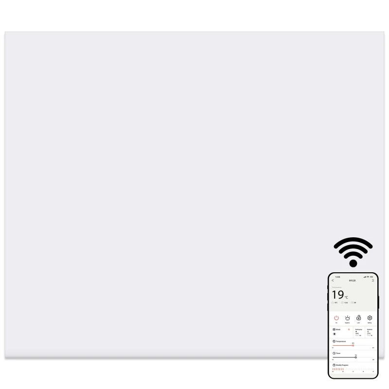 Image of MYLEK Electric Panel Heater WIFI App Controlled Slimline White IPX4 1kW White Unisex